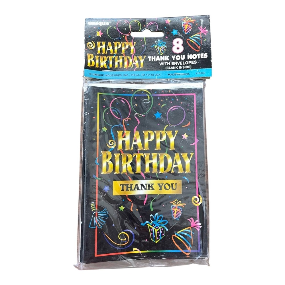 Unique Happy Birthday Thank You Notes Cards 8 Count with Envelopes Blank Inside